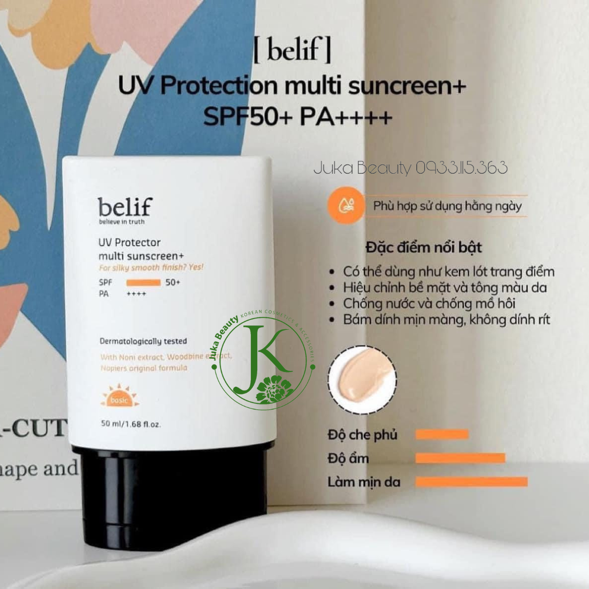  Kem Chống Nắng Hiệu Chỉnh Màu Da Belif UV Protector MULTI Sunscreen+ SPF50+ PA++++ 50ml 