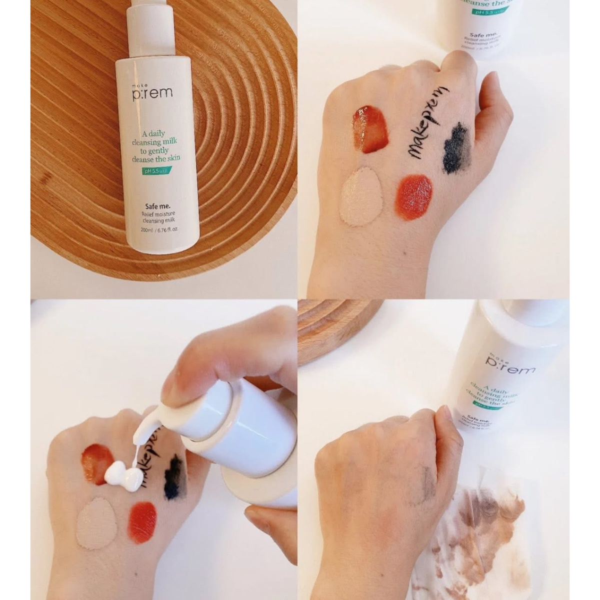  Sữa tẩy trang Make P:rem Safe Me Relief Moisture Cleansing Milk 200ml (Tặng kèm sữa rửa mặt 50ml) 
