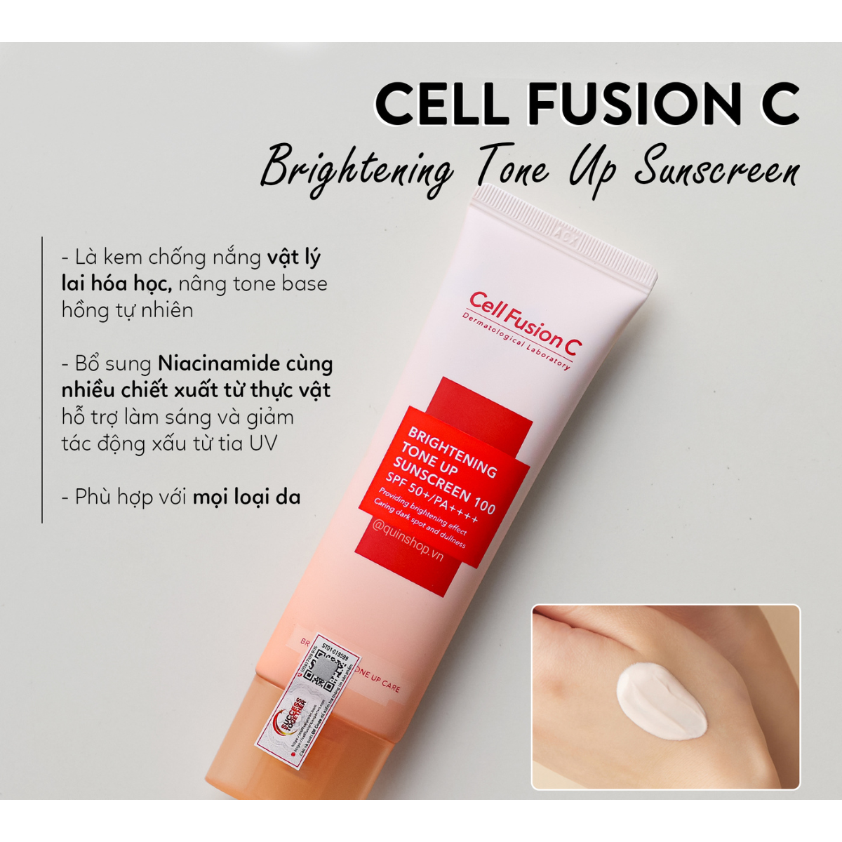  (Mẫu mới) Kem Chống Nắng Nâng Tone Cell Fusion C Brightening Tone Up Sunscreen 100 SPF50+ PA++++ 