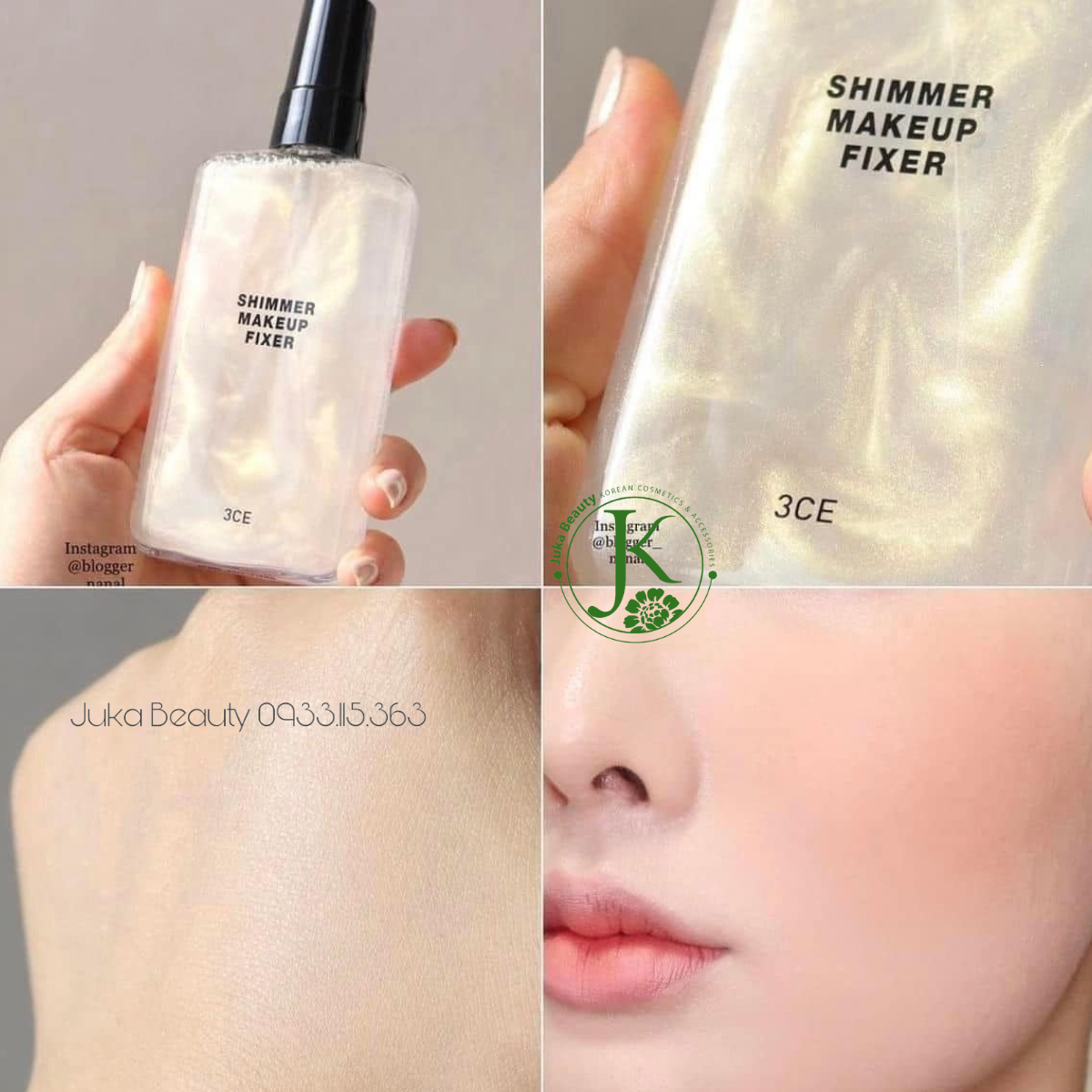  Xịt Khóa Nền Có Nhũ, Lâu Trôi Make Up 3CE Shimmer Make Up Fixer 95ml (TRẮNG) 