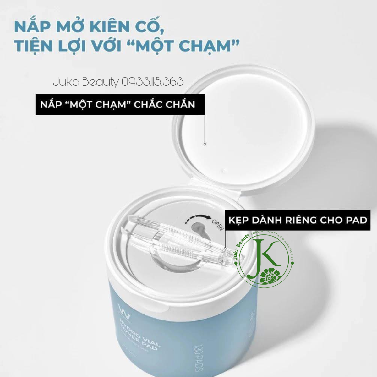  Toner Pad Cấp ẩm, Căng Bóng Da Wonjin Effect Hydro Vial Toner Pad 210ml (130 miếng) 