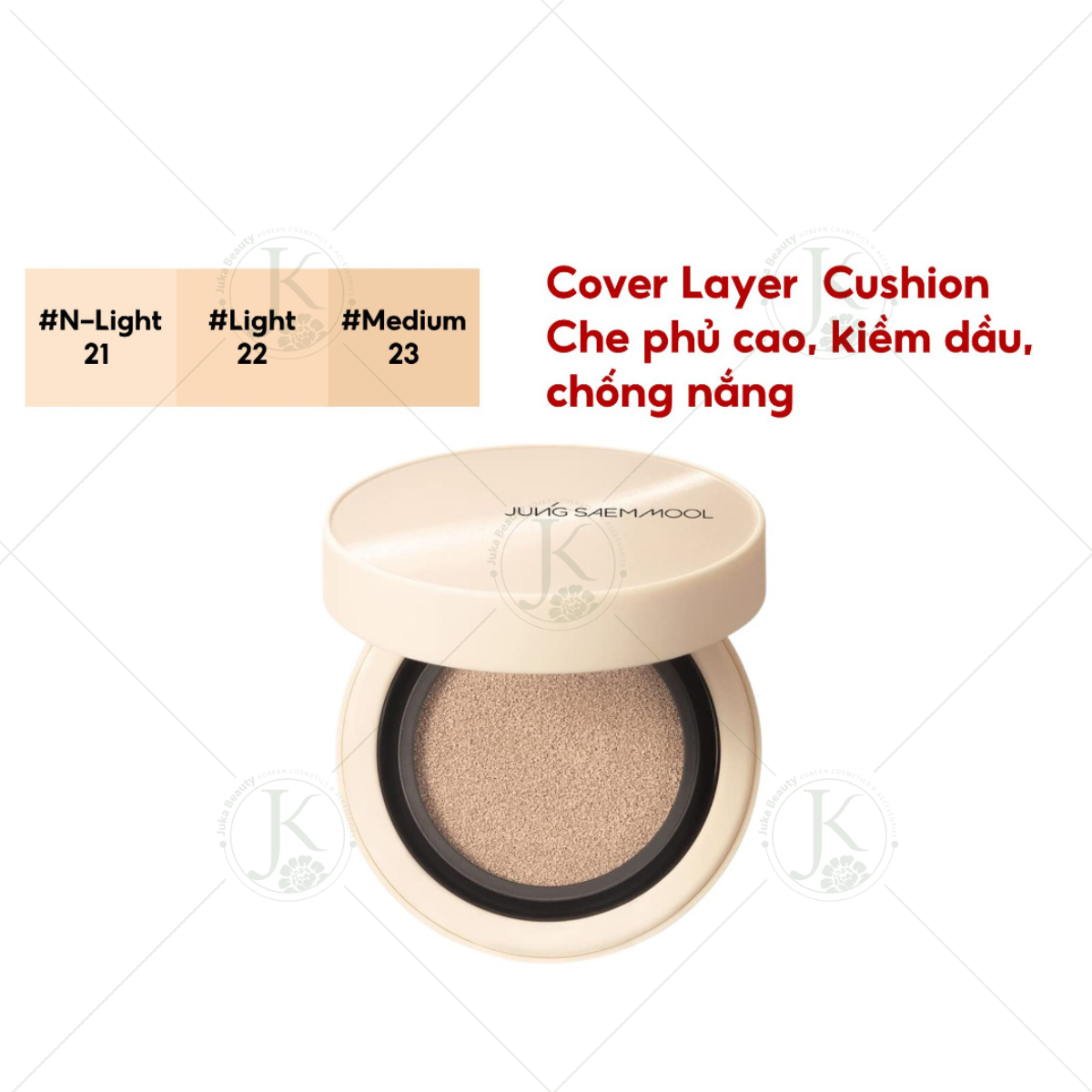 (KÈM LÕI) Phấn Nước Jung Saem Mool Skin Nuder Cover Layer Cushion SPF50 PA 14g