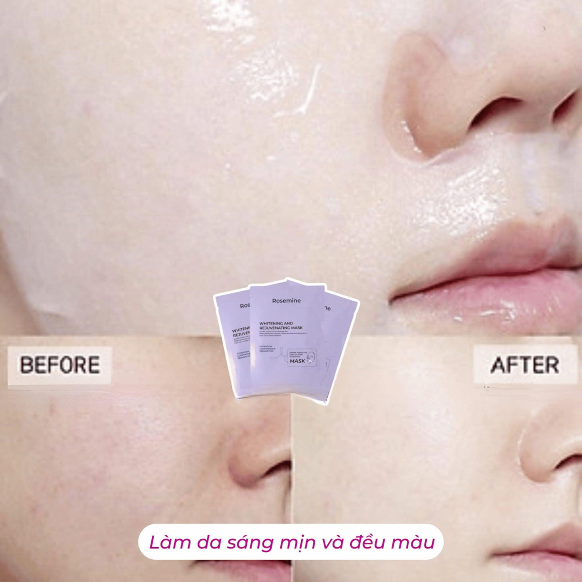  Mặt Nạ Giấy Truyền Trắng Rosemine Whitening And Rejuvenating Mask 25ml (1 miếng) 