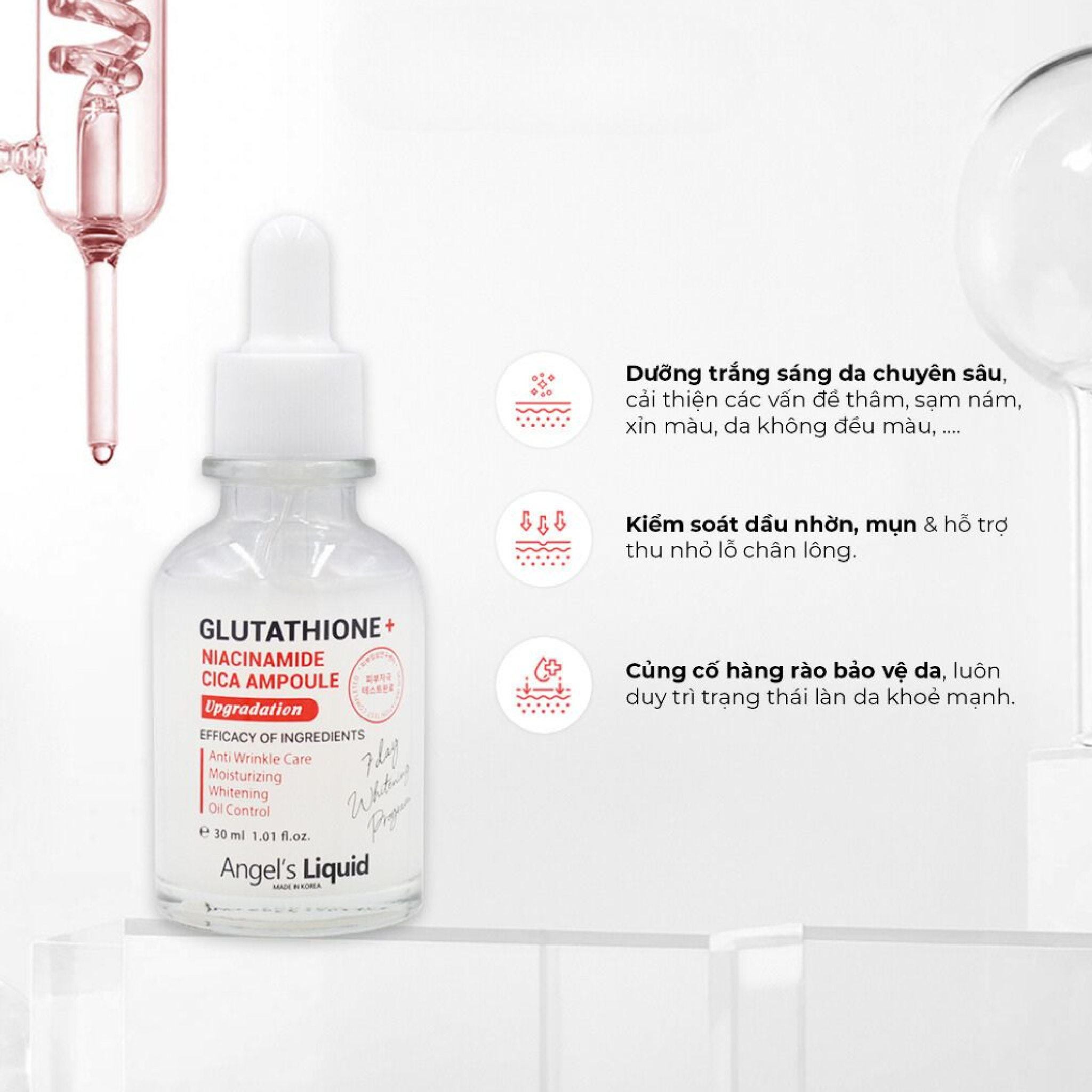 7 day glutathione Angel's Liquid Whitening Program 700 V-ampoule 30ml K-Beauty serum glutathione 700 Tinh Cht