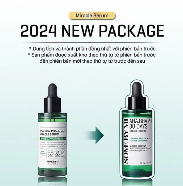  (Mẫu mới) Tinh chất giảm mụn, làm dịu da Some By Mi AHA BHA PHA 30 Days Miracle Serum 50ml 