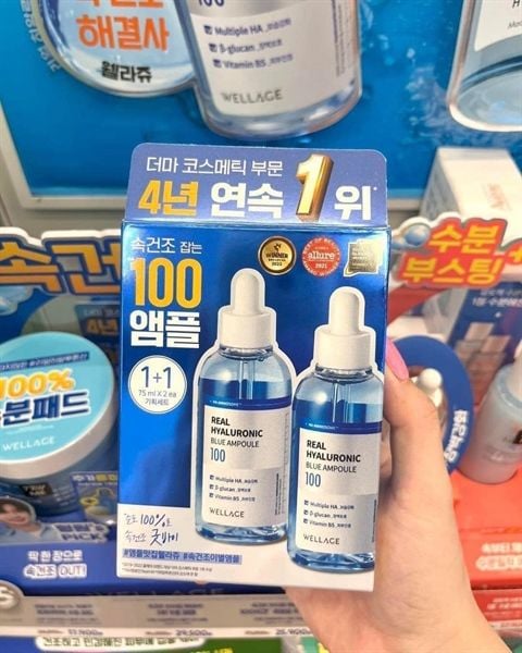  Tinh Chất Siêu Cấp Nước, Phục Hồi Da Căng Bóng Wellage Real Hyaluronic Blue Ampoule 75ml 