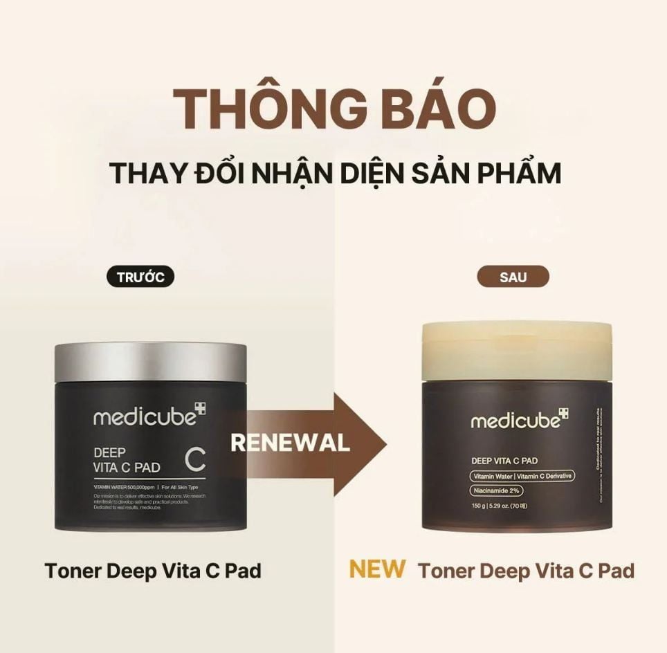  Toner Pad Dưỡng Sáng Da, Mờ Thâm Medicube Deep Vita C Pad (70 Miếng) 