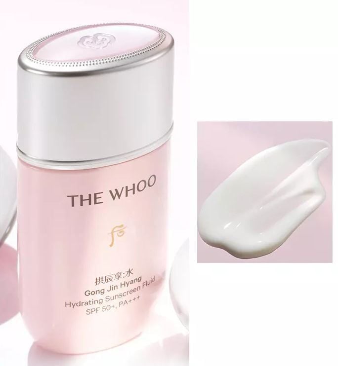  Sữa chống nắng nâng tone, kiềm dầu The Whoo Gong Jin Hyang Hydrating Sunscreen Fluid Special Set (3 món) 