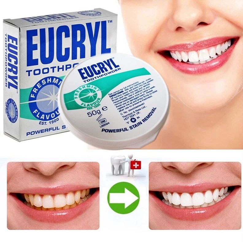  Bột Tẩy Trắng Răng Hương Bạc Hà Eucryl Toothpowder Freshmint 50g 