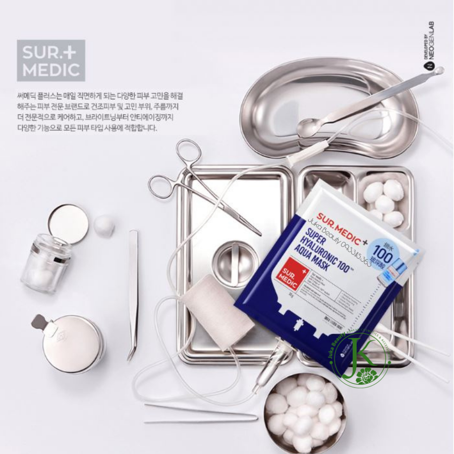  Mặt nạ dưỡng ẩm, cấp nước chuyên sâu Sur.Medic Super Hyaluronic 100 Aqua Mask 30g (1 miếng) 