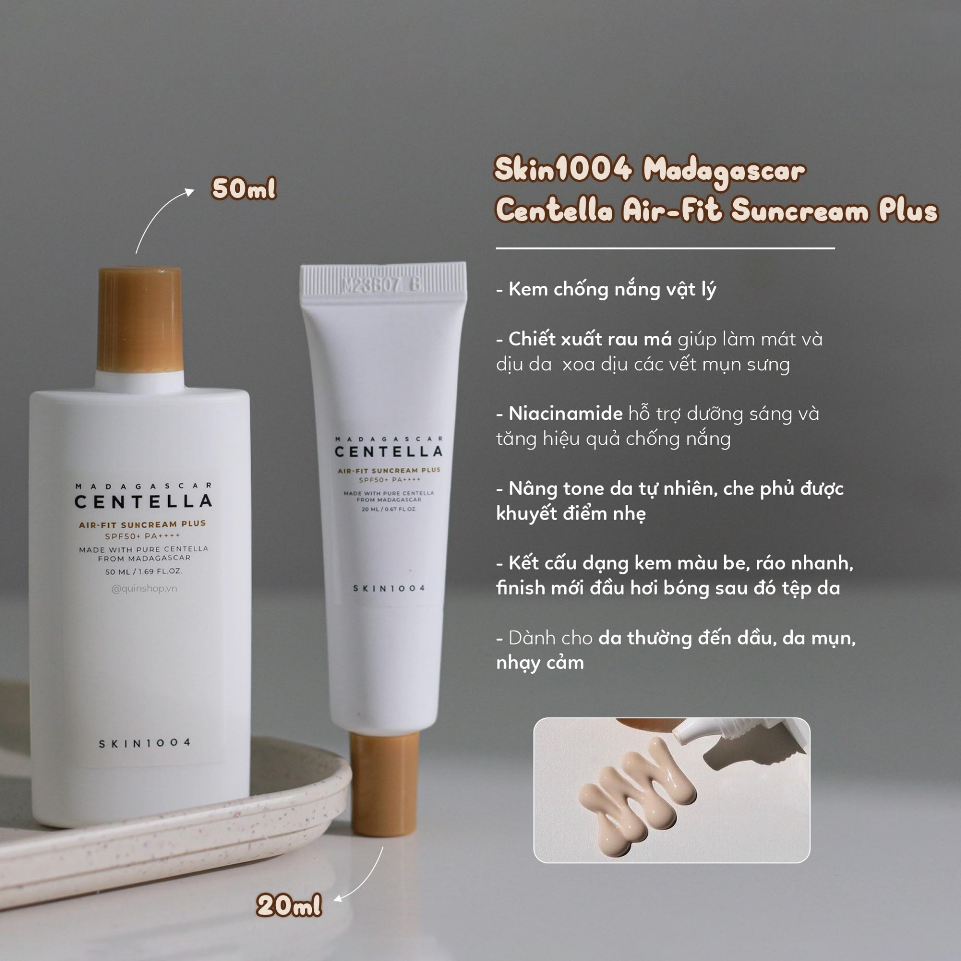  Kem Chống Nắng Skin1004 Madagascar Centella Air-fit Suncream Plus SPF50+ PA++++ 50ml 