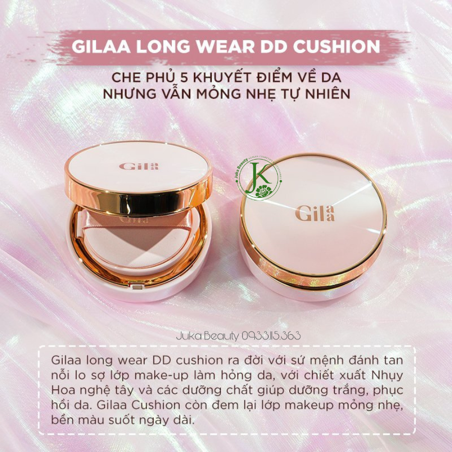  Phấn Nước Kiềm Dầu Che Phủ Tốt Gilaa Long Wear DD Cushion SPF50+ PA+++ 13g 