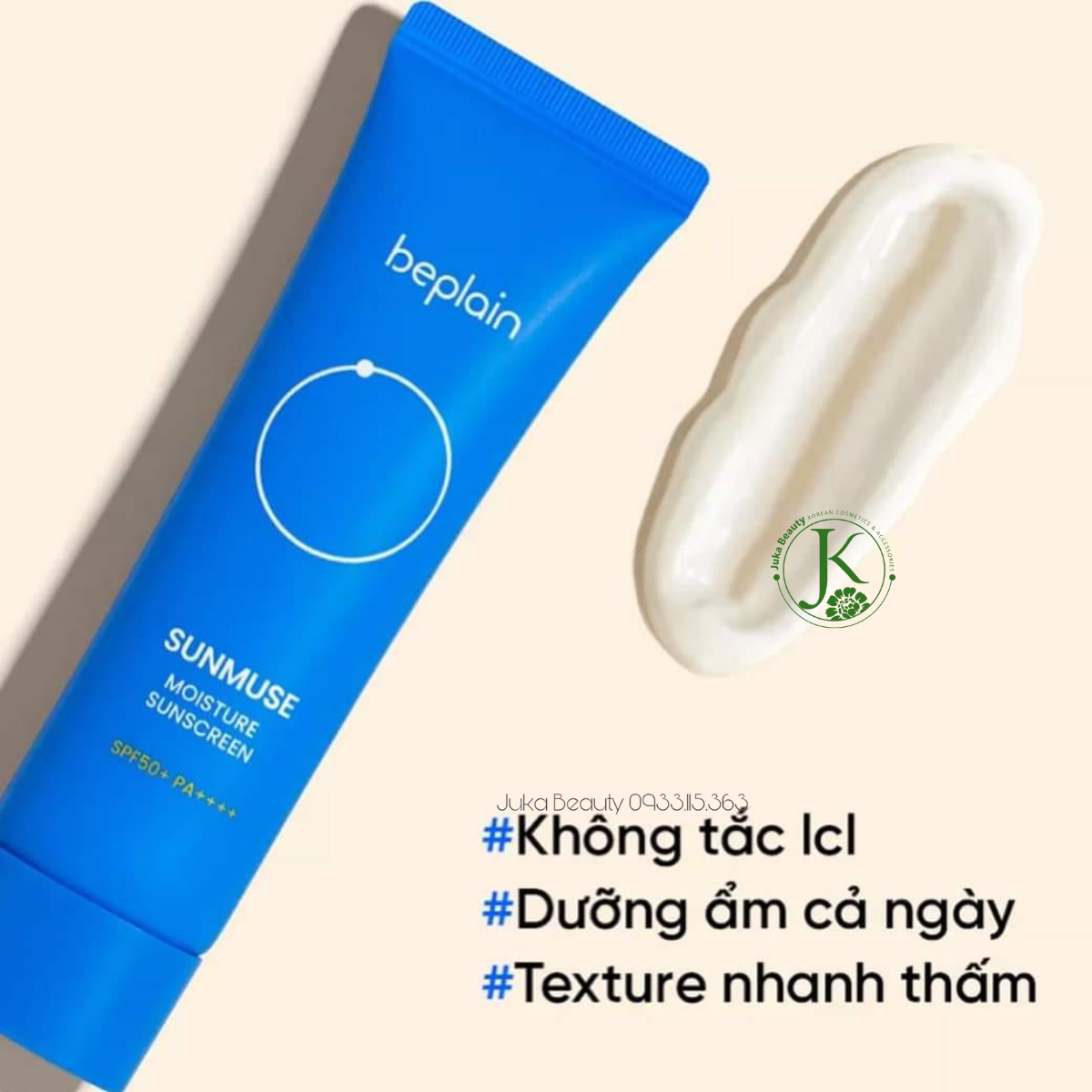  (XANH DƯƠNG) Kem Chống Nắng Hóa Học Phổ Rộng Beplain Sunmuse Moisture Sunscreen SPF50+ PA++++ 50ml 