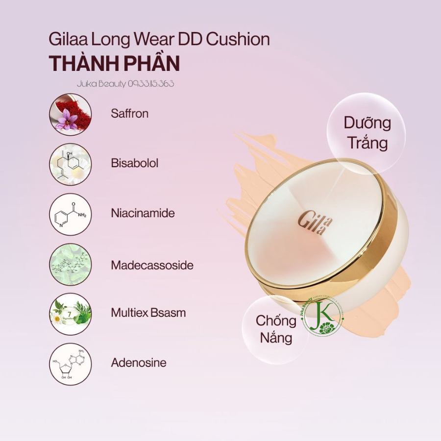  Phấn Nước Kiềm Dầu Che Phủ Tốt Gilaa Long Wear DD Cushion SPF50+ PA+++ 13g 