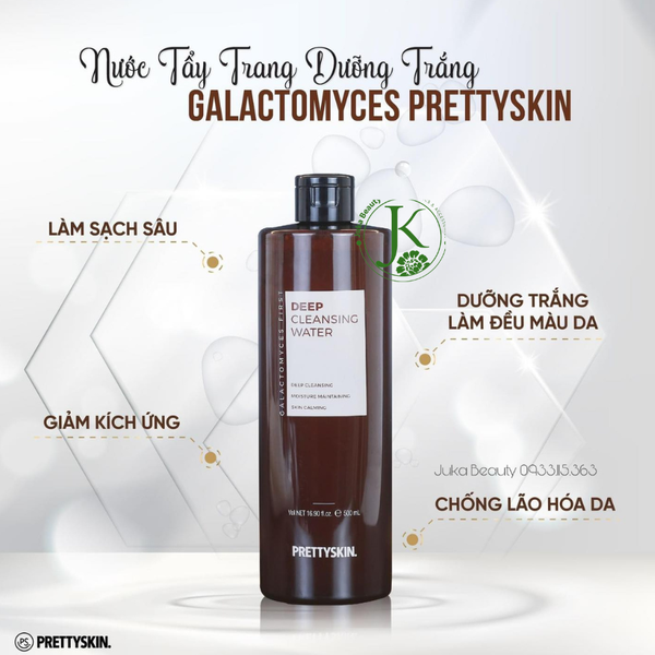  Nước Tẩy Trang Dịu Nhẹ Dưỡng Trắng Galactomyces First PrettySkin Deep Cleansing Water 500ml (Nâu) 