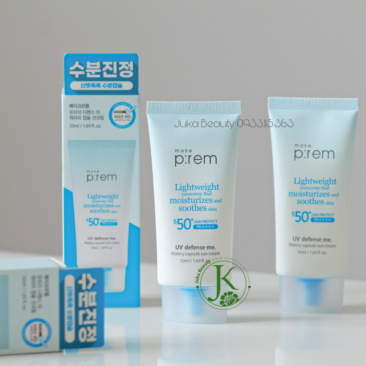  Kem Chống Nắng Cấp ẩm Make P:rem UV Defense Me Watery Capsule Sun Cream SPF50+ PA++++ 50ml 