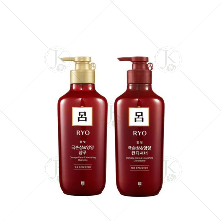 Bộ Gội Xả Thảo Dược Hoàng Cung Phục Hồi Tóc Ryo Damage Care & Nourishing Set 550ml (Đỏ)