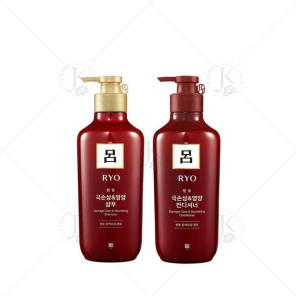  Bộ Gội Xả Thảo Dược Hoàng Cung Phục Hồi Tóc Ryo Damage Care & Nourishing Set 550ml (Đỏ) 