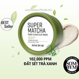  (Mẫu mới) Mặt nạ đất sét kiềm dầu, thu nhỏ lỗ chân lông Some By Mi Super Matcha Pore Clean Clay Mask 100g 
