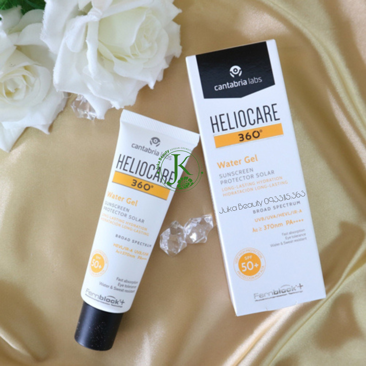  Kem Chống Nắng Phổ Rộng, Chống Ánh Sáng Xanh Heliocare 360 Water Gel Sunscreen Protector Solar SPF50 PA++++ 50ml 