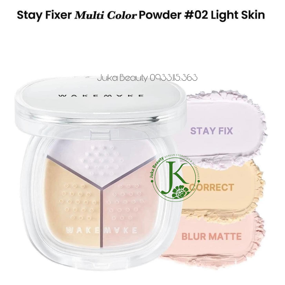  Phấn Phủ Dạng Bột Kiềm Dầu 24h Wakemake Stay Fixer Multi Color Powder 4g 