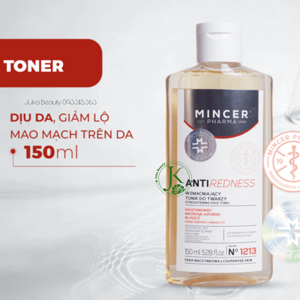  Nước Cân Bằng Chống Đỏ, Giảm Lộ Mao Mạch Trên Da Mincer Pharma Anti Redness Streghtening Face Toner 150ml 