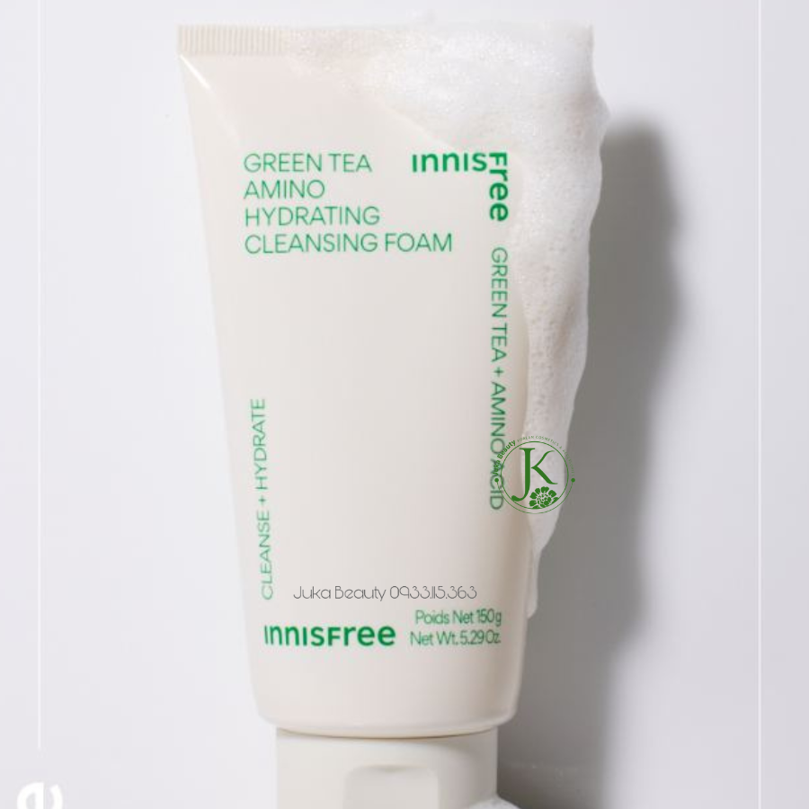  (Mẫu 2023) Sữa Rửa Mặt Trà Xanh Dưỡng ẩm Innisfree Green Tea Amino Hydrating Cleansing Foam 150g 