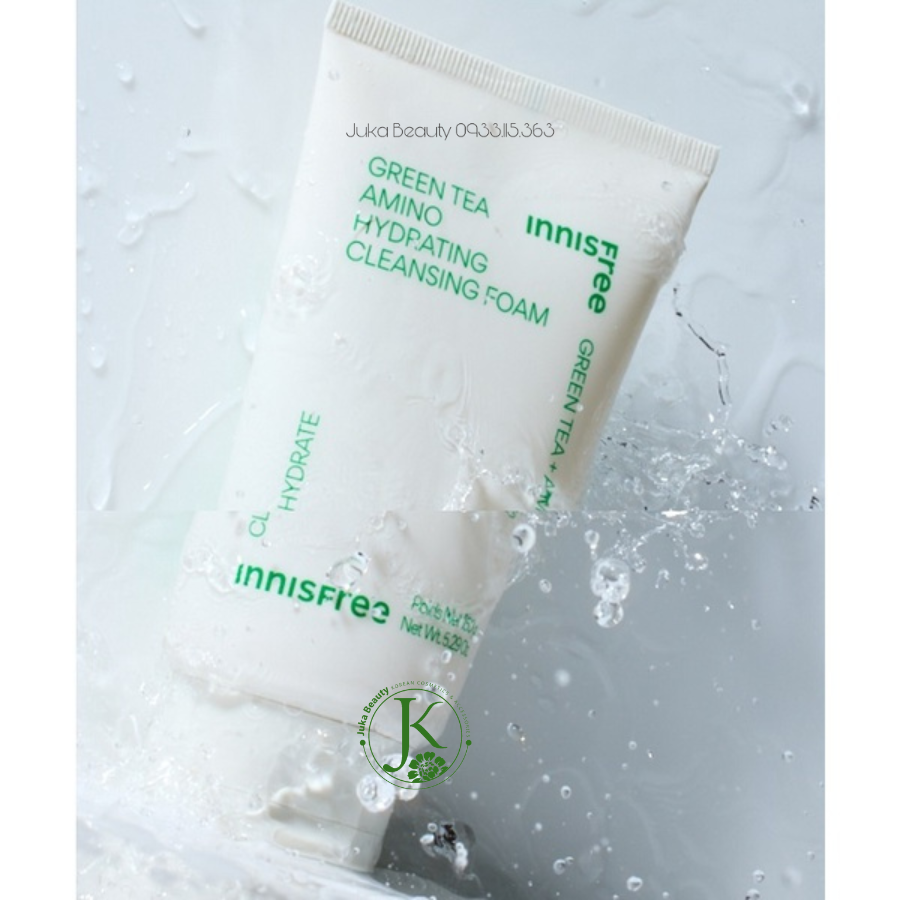  (Mẫu 2023) Sữa Rửa Mặt Trà Xanh Dưỡng ẩm Innisfree Green Tea Amino Hydrating Cleansing Foam 150g 