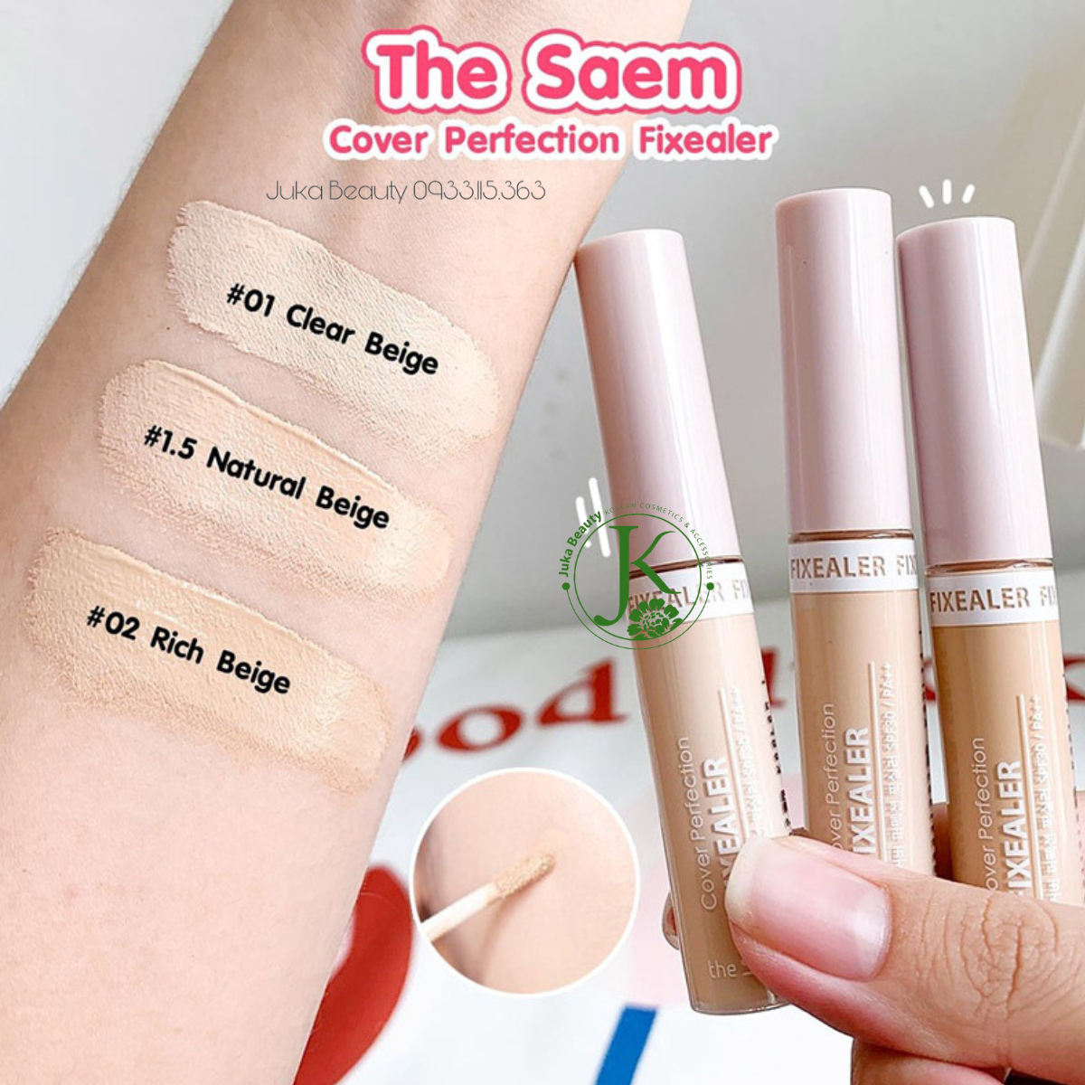  Kem Che Khuyết Điểm Mỏng Nhẹ, Lâu Trôi The Saem Cover Perfection Fixealer SPF30 PA++ 6.5g 