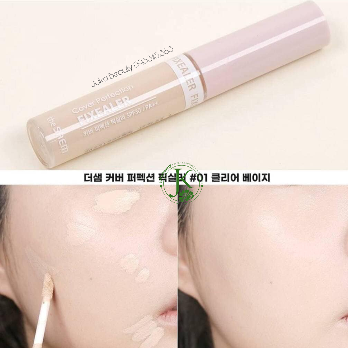  Kem Che Khuyết Điểm Mỏng Nhẹ, Lâu Trôi The Saem Cover Perfection Fixealer SPF30 PA++ 6.5g 