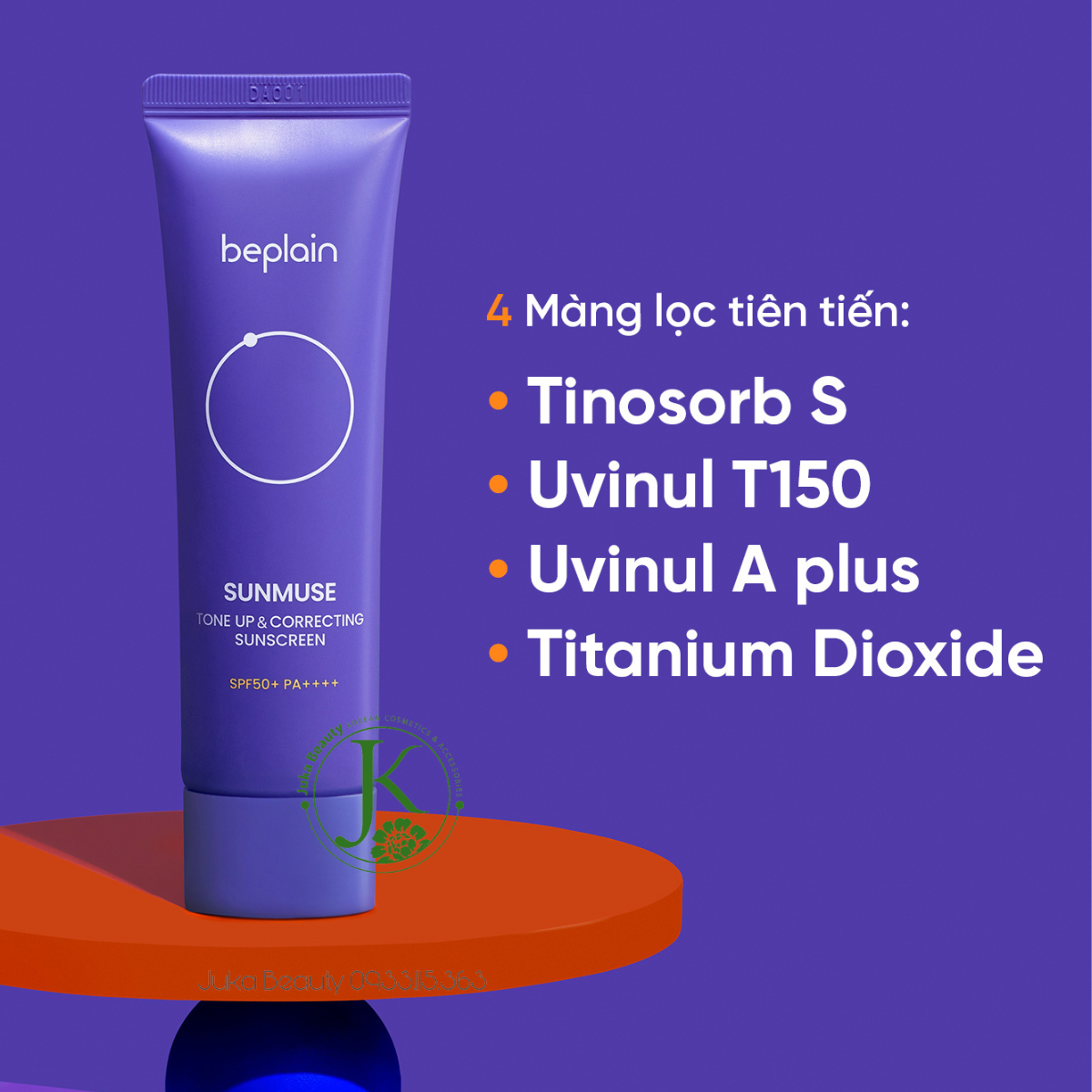  (TÍM) Kem Chống Nắng Cà Rốt Tím, Nâng Tone Da Beplain Sunmuse Tone Up & Correcting Sunscreen SPF50+ PA++++ 50ml 