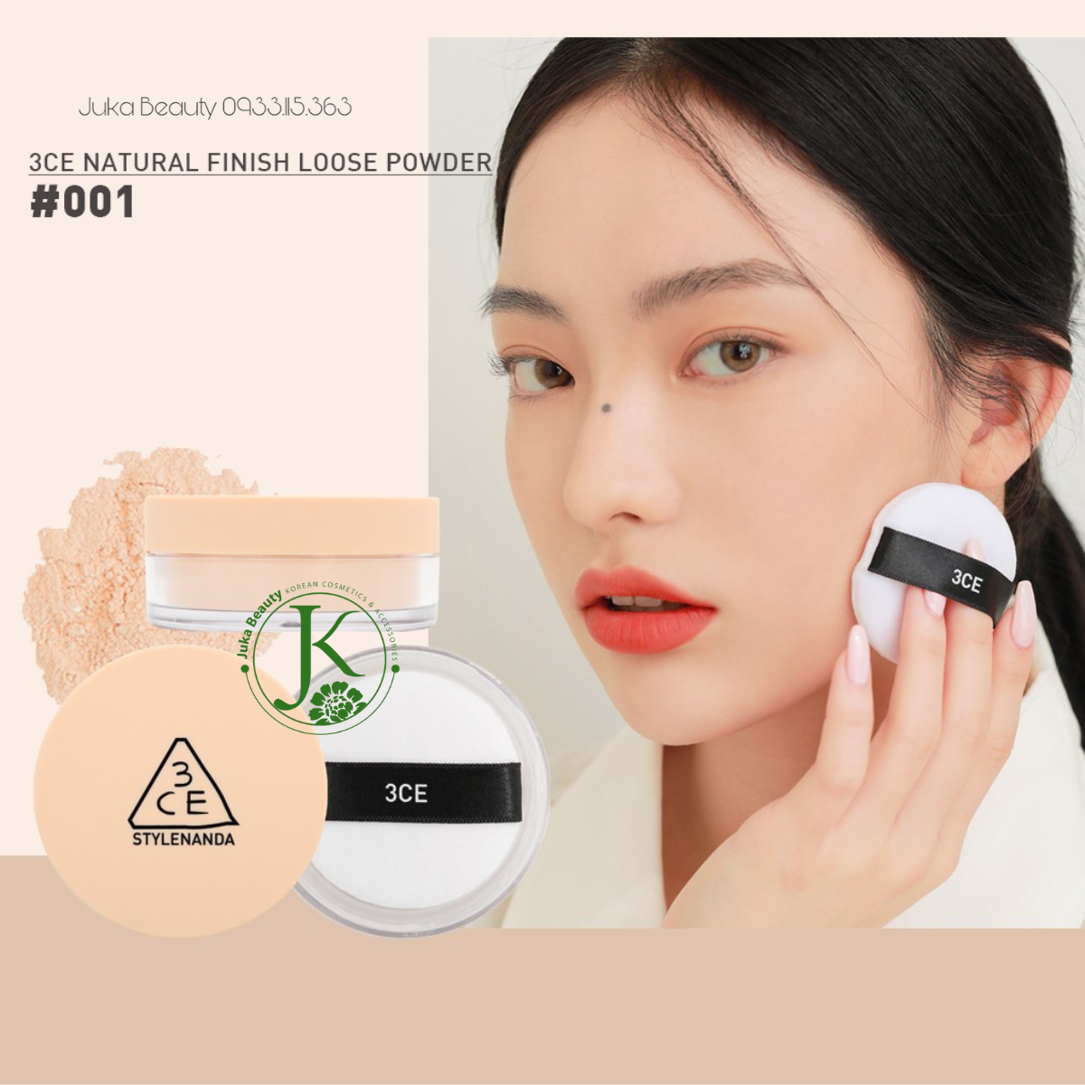  Phấn Phủ Bột Kiềm Dầu 3CE Natural Finish Loose Powder 8.5g 