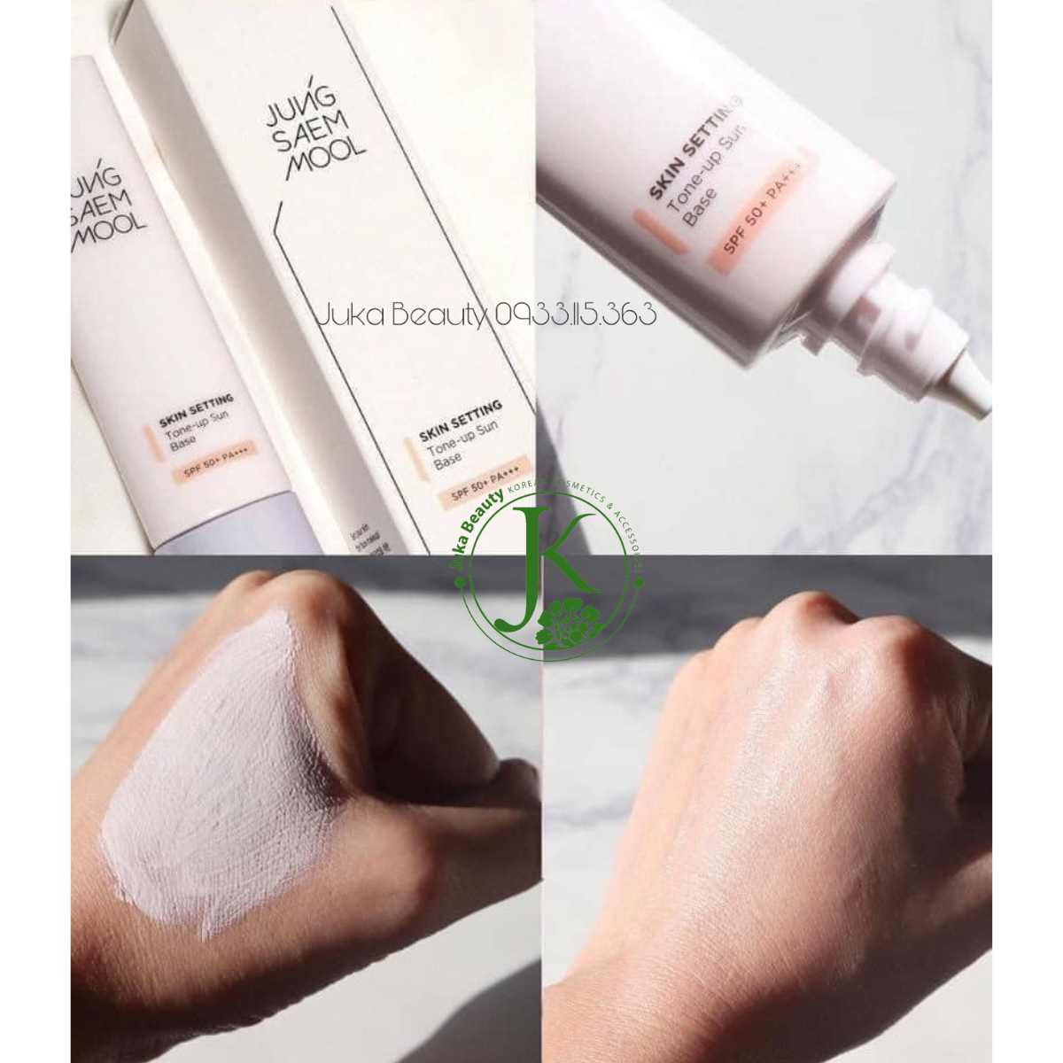  (Mẫu mới) Kem Lót Nâng Tone, Kiềm Dầu Jung Saem Mool Skin Setting Sun Base SPF50+ PA+++ 40ml 