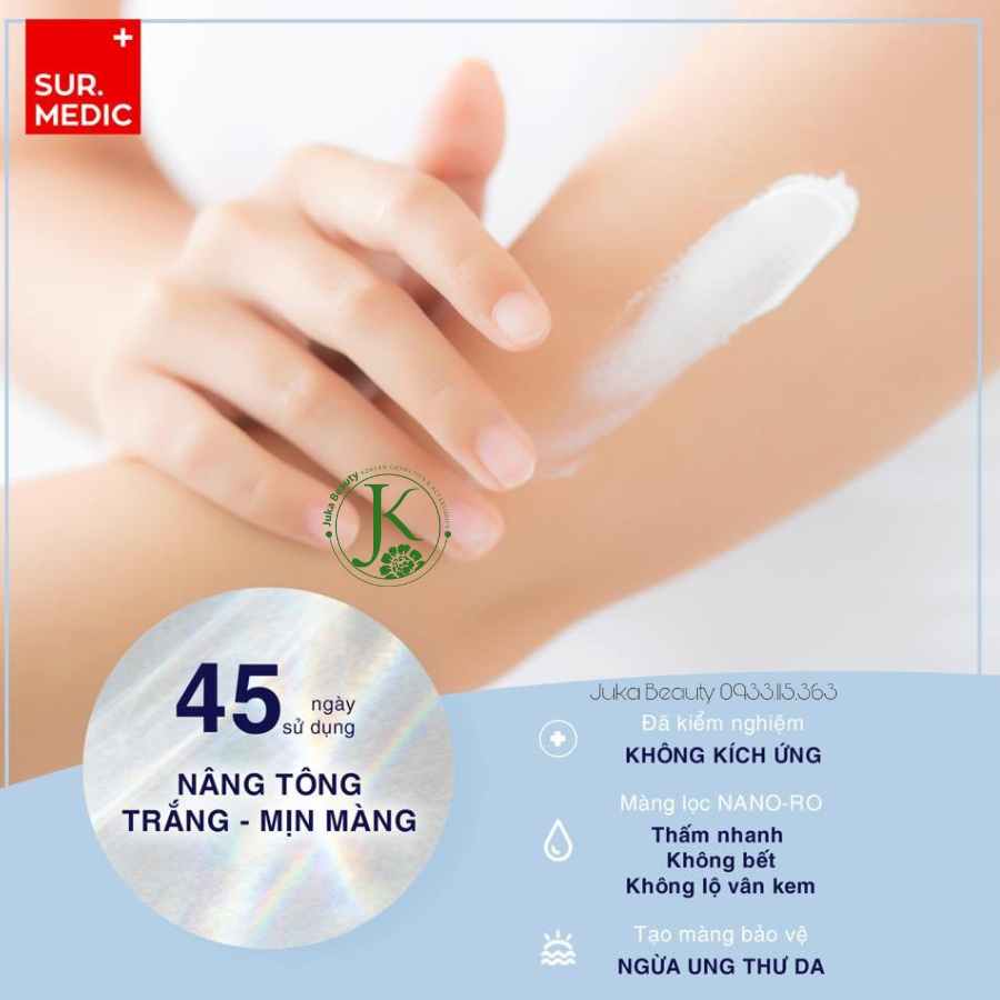  Dưỡng Thể Trắng Da Toàn Thân Sur.Medic Super Glutathione 100 Bright Body Tone Up Cream 150ml 