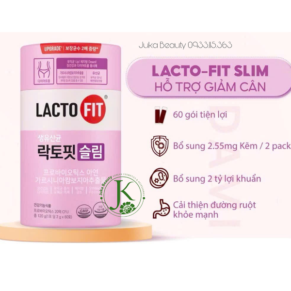  (Hồng) Men Vi Sinh Lợi Khuẩn, Hỗ Trợ Giảm Cân Lacto Fit Slim 2gx60 gói 