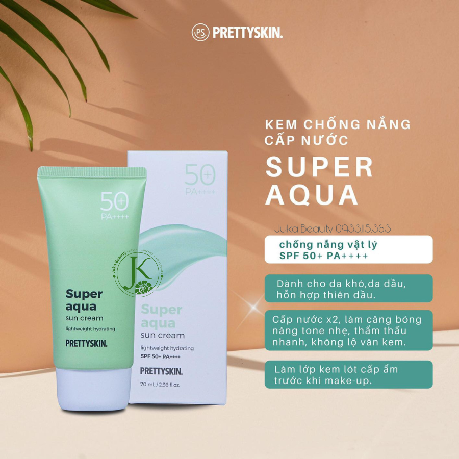  Kem Chống Nắng Dịu Nhẹ, Kiềm Dầu, Nâng Tone Da PrettySkin Sun Cream  SPF 50+ PA++++ 70ml 