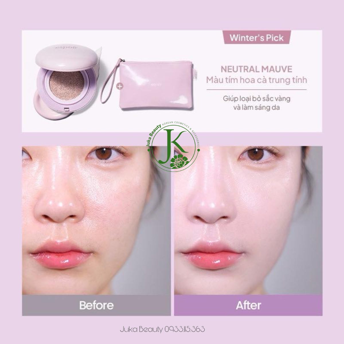  (TẶNG KÈM VÍ) Phấn Nước Chống Nắng Nâng Tone Espoir Dewlike Jello Tone Up Cushion SPF50+ PA+++ 15g 