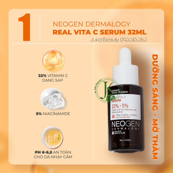  Siêu Tinh Chất Dưỡng Trắng, Mờ Thâm Neogen Dermalogy Real Vitamin C Serum 32g 