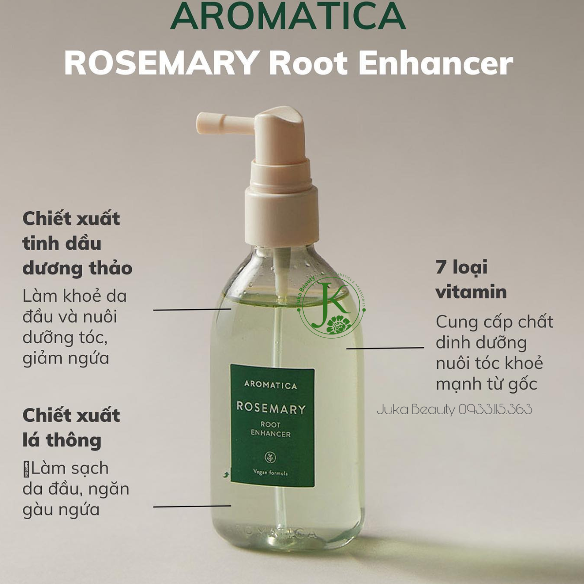  Xịt Dưỡng Hương Thảo, Kích Thích Mọc Tóc Aromatica Rosemary Root Enhancer 100ml 