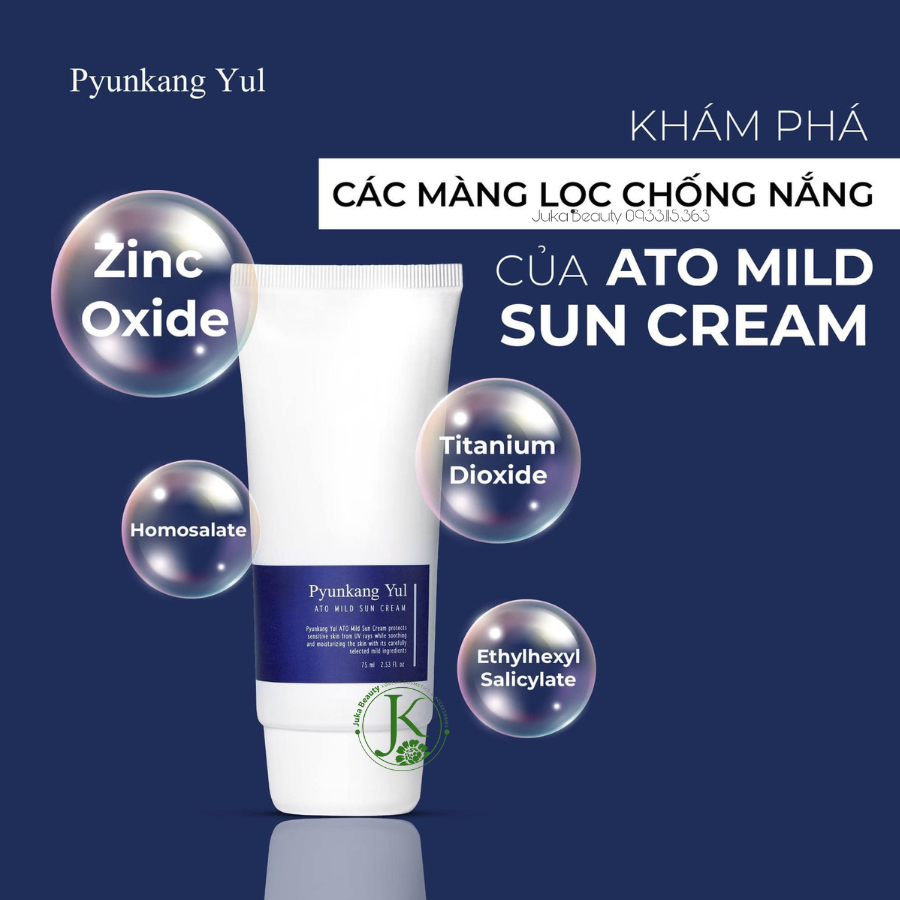  Kem Chống Nắng Phổ Rộng Phục Hồi Cho Da Nhạy Cảm Pyunkang Yul Ato Mild Sun Cream SPF50+ PA++++ 75ml 