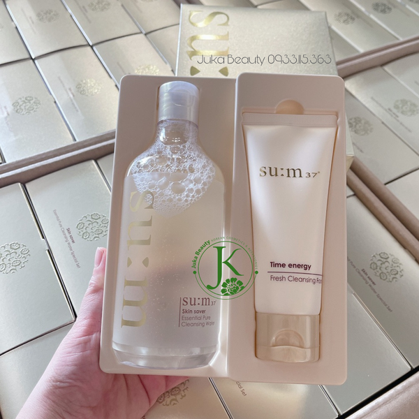  Nước Tẩy Trang Dịu Nhẹ Su:m37 Skin Saver Essential Pure Cleansing Water Special Set 400ml (Tặng kèm sữa rửa mặt 100ml) 