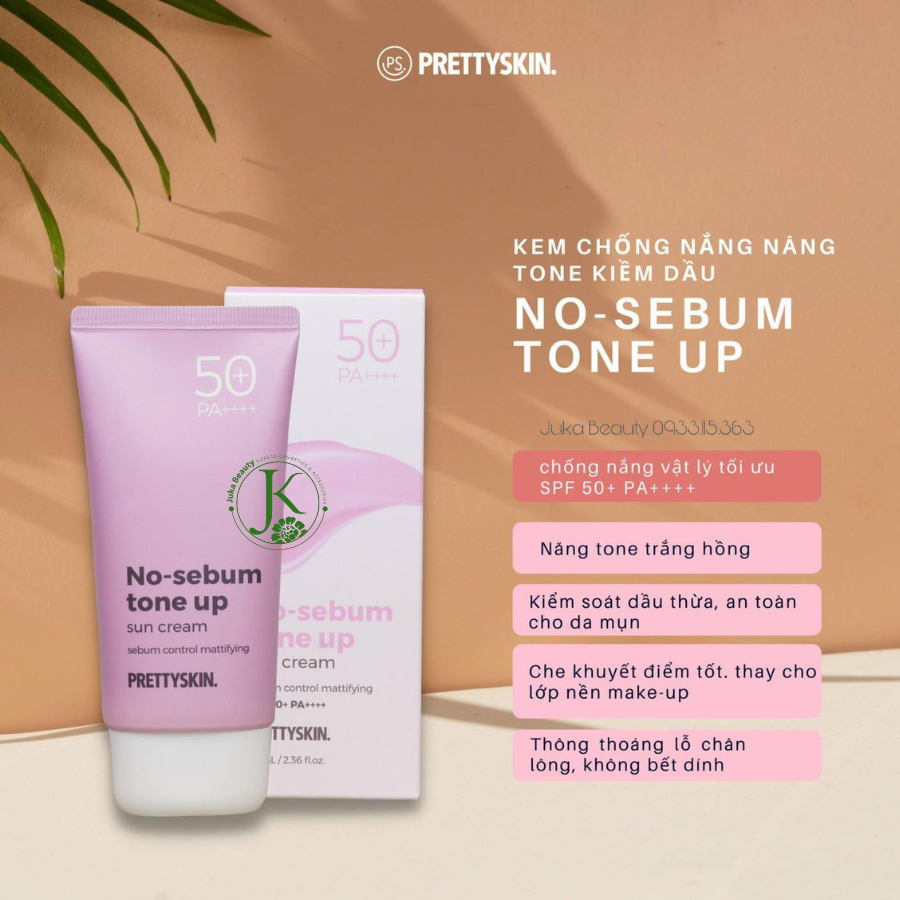  Kem Chống Nắng Dịu Nhẹ, Kiềm Dầu, Nâng Tone Da PrettySkin Sun Cream  SPF 50+ PA++++ 70ml 