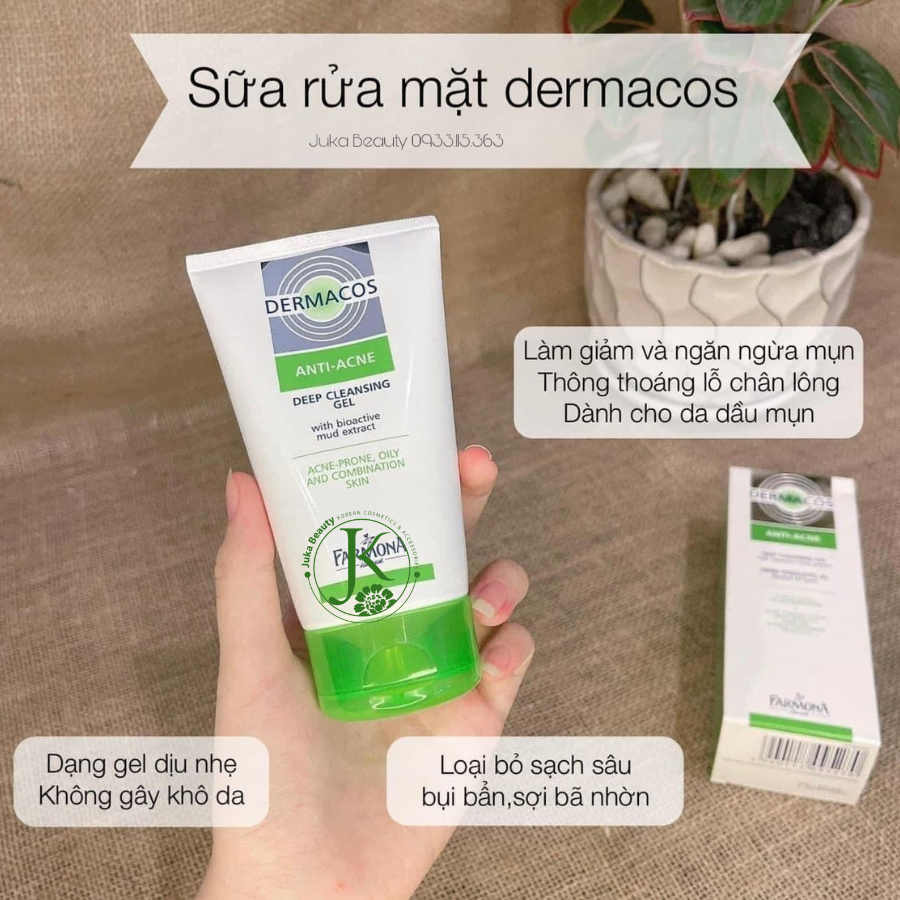  Sữa Rửa Mặt Sạch Sâu, Ngừa Mụn Dermacos Anti-Acne Deep Cleansing Gel 150ml 