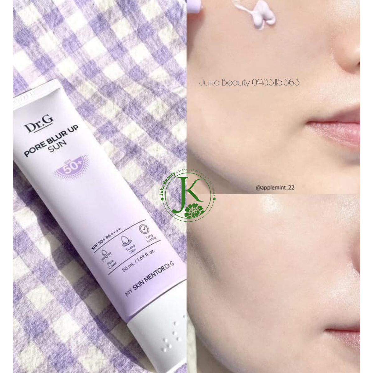  (TÍM) Kem Chống Nắng Nâng Tone Da, Che Phủ Tốt DR.G Pore Blur Up Sun SPF50+ PA++++ 50ml 