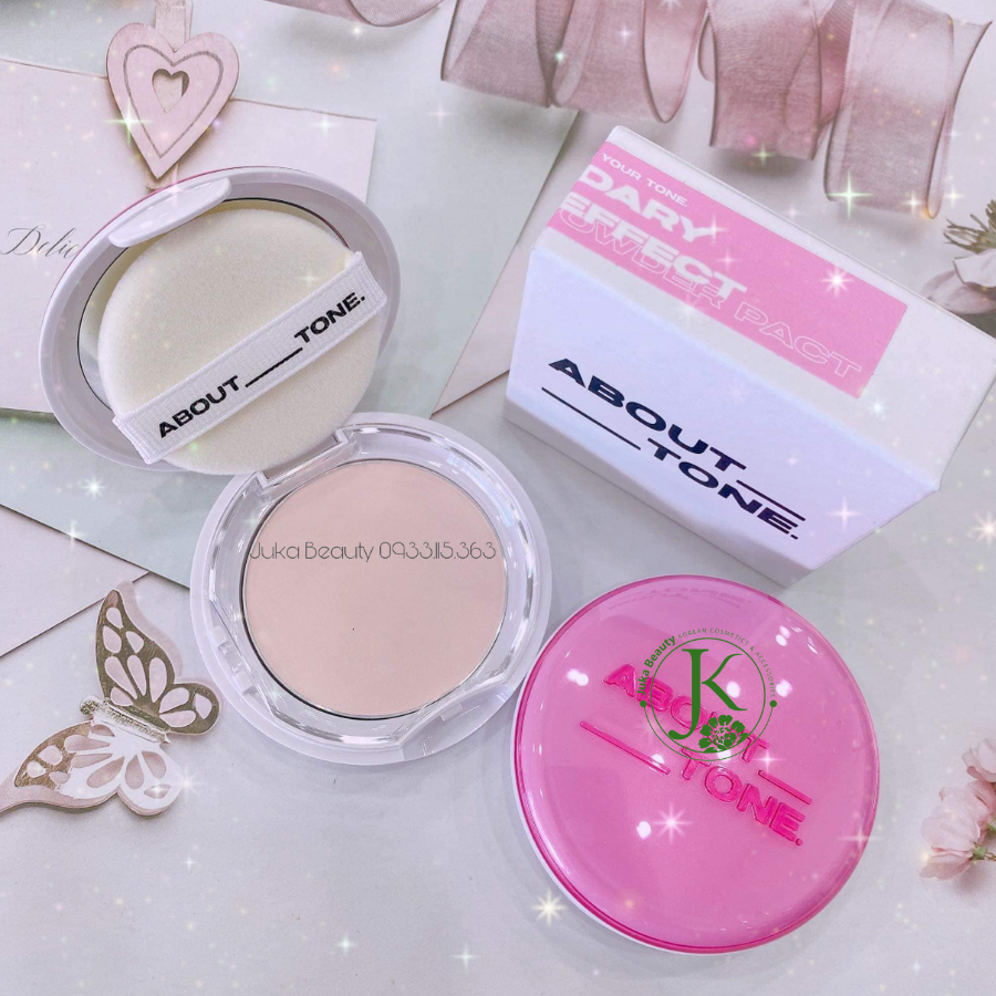  Phấn Phủ Nén Có Nhũ Kiềm Dầu About Tone Glow Powder Pact 8g (Hồng) 