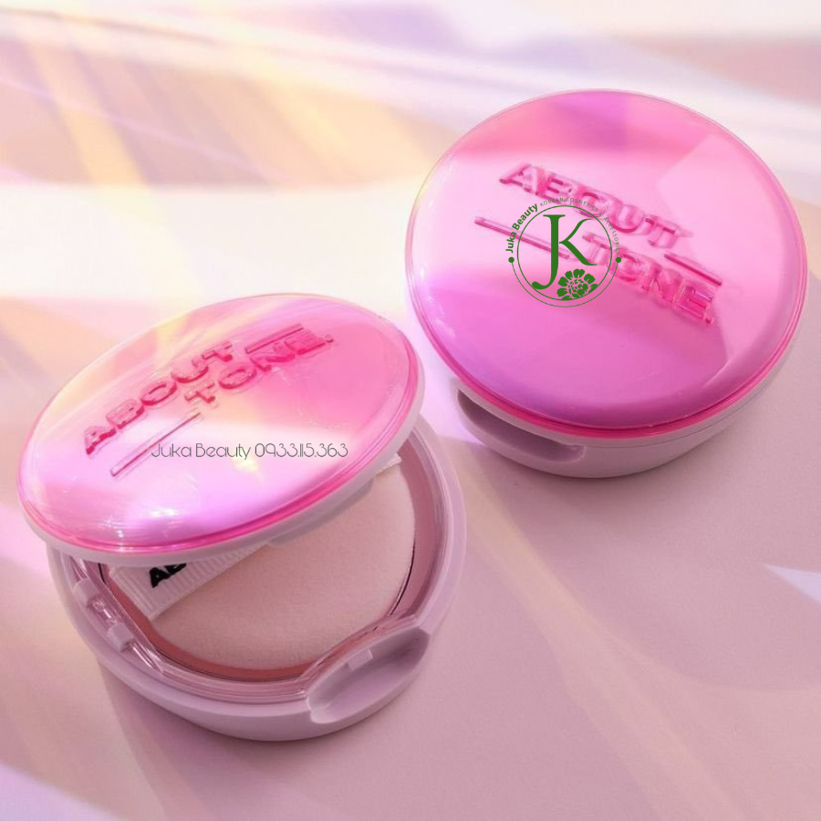  Phấn Phủ Nén Có Nhũ Kiềm Dầu About Tone Glow Powder Pact 8g (Hồng) 