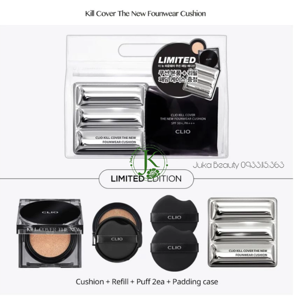  (KÈM LÕI) Phấn Nước Che Phủ Lâu Trôi Clio Kill Cover The New Founwear Cushion SPF50+ PA+++ 15g*2 