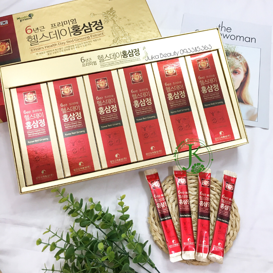  Nước hồng sâm dạng gói 6 năm tuổi Samshin 6 years Health Day Red Ginseng Extract 15ml 