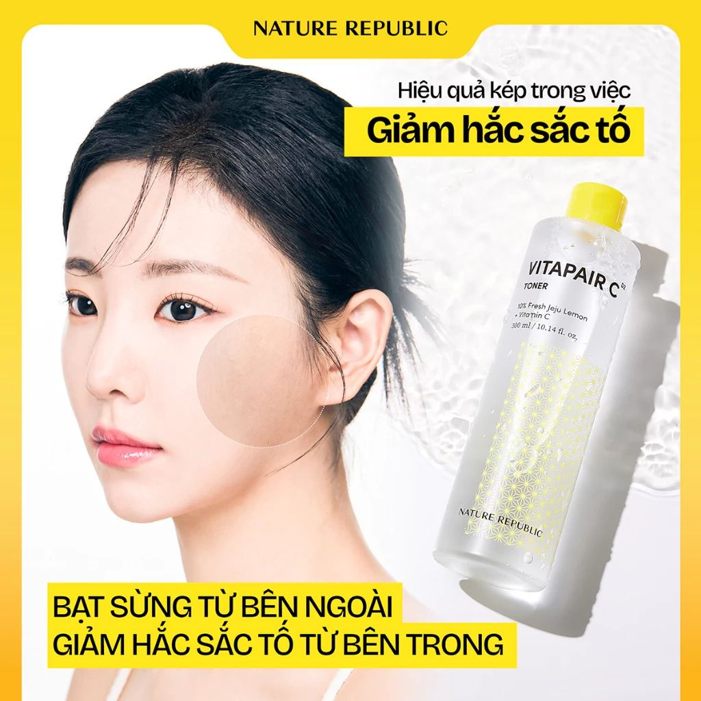  Nước Hoa Hồng Dưỡng Sáng Mờ Thâm Nám Nature Republic Vitapair C Toner 300ml 