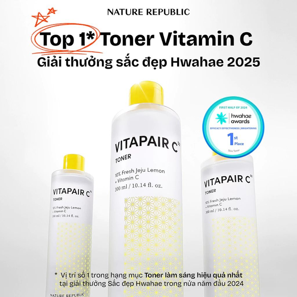  Nước Hoa Hồng Dưỡng Sáng Mờ Thâm Nám Nature Republic Vitapair C Toner 300ml 